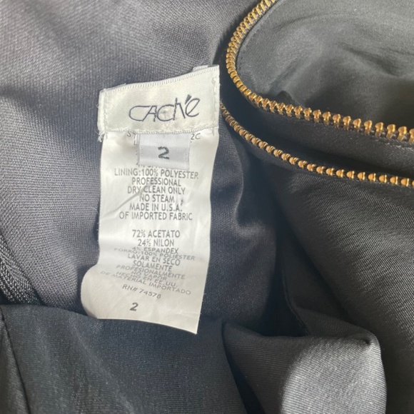 CACHE One Shoulder Zipper Detail‎ Ruffle Black Satin Mini Dress - Picture 10 of 10